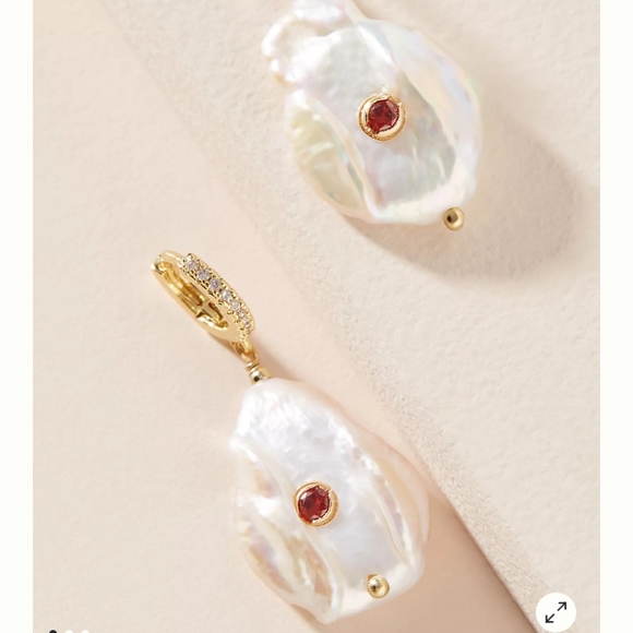 Anthropologie Paved Pearl CZ Earrings November NWT - Picture 1 of 11